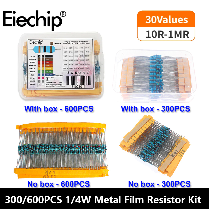 Resistor Kit 1 4W - 300/600 pezzi 1% Set resistore Resistenza
