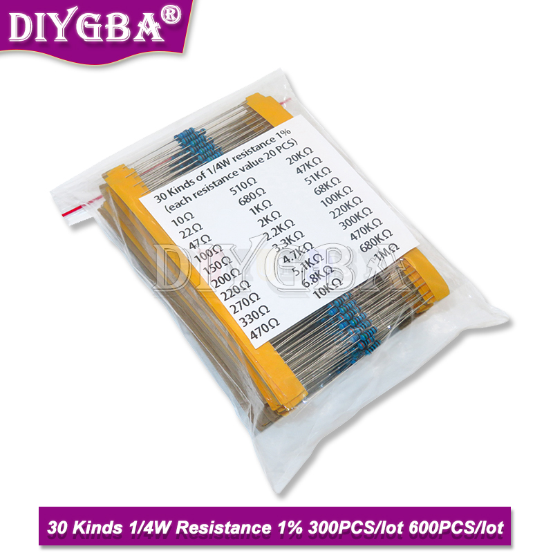600 Pz/set 30 Tipi 1/4W Resist - Resistor Kit 1 4W recensione e prezzo