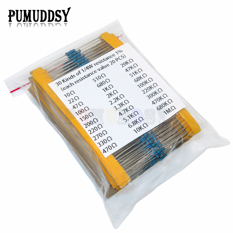 600 pz/set 30 Tipi 1/4W Resist - Resistor Kit 1 4W recensione e prezzo